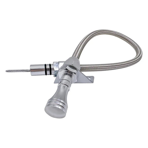 Firewall Mounted Transmission Dipstick For TH350 And TH400 With Stainless Braided Hose Heavy Duty Alloy Construction Easy Install
