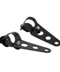 Dual Headlight Mount Brackets For 28mm-34mm Fork Tubes Motorcycle Headlamp Holder Kit, black stainless steel, side view, 2 pack