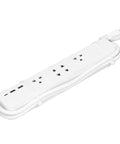 Kickass Smart Power Strip Featuring Four AC Outlets USBC Fast Charger BLE Remote Switch with white finish and multiple sockets.