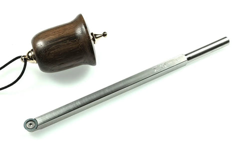 Carbide woodturning tool with 12-inch aluminum lathe handle and turned wooden knob