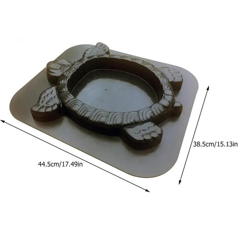 Turtle Stepping Stone Mold for Concrete Pathways 17.3 by 15 by 1.6 Inch showing turtle-shaped design and dimensions.