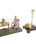 Build Your Own Badass Vertical Steam Engine Model Kit With A Transparent Cylinder Piston And Flywheel Power System Using Full Metal STEM Educational Parts And Rock Solid Spherical Boiler Design For Real Weekend Engineering Joy, showing metal components and detailed design.