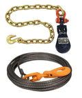 Two Ton Snatch Block With Chain For Car Carrier And Three Eighths Inch By One Hundred Foot Winch Cable With Steel Core Rope