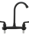 JAKARDA RV Non-Metallic Kitchen Black Faucet Two Handle-8" Main Body-High Arch-360 Swivel front view with two handles.