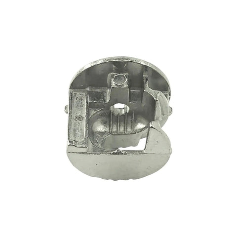 Close-up of a single zinc alloy connector from the 20Pcs Eccentric Wheel Three In One Connector Nut Kit For Furniture Assembly.