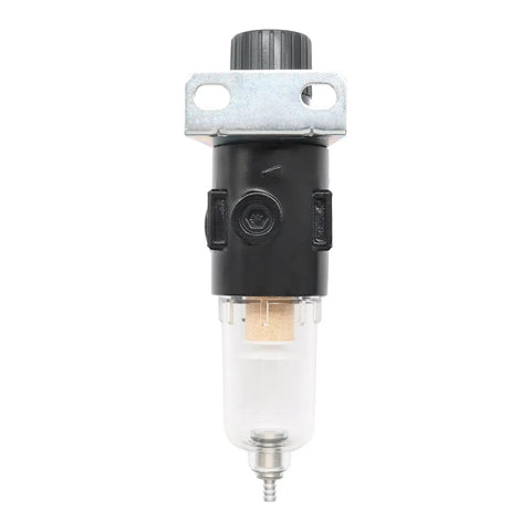 1/4 Inch NPT AFR2000 Air Compressor Filter Regulator Combo With Water Oil Separator, visible brass element and manual drain