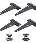 Heavy Duty 6 Inch T Strap Hinges For Barn Doors Gates Sheds And Wooden Fences, Rustproof Galvanized Tee Hinge Set, 4 Hinges with 28 Screws