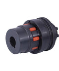 Rock Solid Zero Backlash Ball Torque Limiter Safety Coupling with aluminum hub, black finish, and orange accents, fits servo motors.
