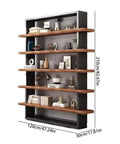 Rock Solid Industrial Bookshelf With Thick Solid Wood Shelves Five Tier Floor Standing Unit For Living Room Or Office Heavy Duty Metal Frame Storage Rack showcasing books and decor.