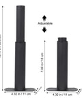Adjustable Black Iron Furniture Support Legs Set for Beds, Cabinets, and Sofas, height adjustable, showing extension range.