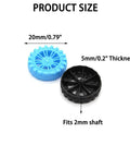 Image of blue and black plastic wheels from the 20 Piece Plastic Toy Car Wheels Set With 2mm Shafts For RC Cars Trucks And Robots DIY Model.