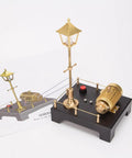 Full Metal Beam Steam Engine Model Kit With Horizontal Boiler And Centrifugal Regulator For DIY Assembly, Educational Physics Fun For Adults, Science Nerds, History Buffs, And Steam Power Hobbyists. black metal steam engine model kit with lamp and generator