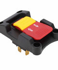 Sweet Upgrade 16A Dual Voltage Emergency Stop Paddle Switch For Table Saw Drill Press Plug And Play Setup With No Hassle Operation And Smooth Shop Safety For Woodworking Gear red and yellow paddle switch close-up view on black housing