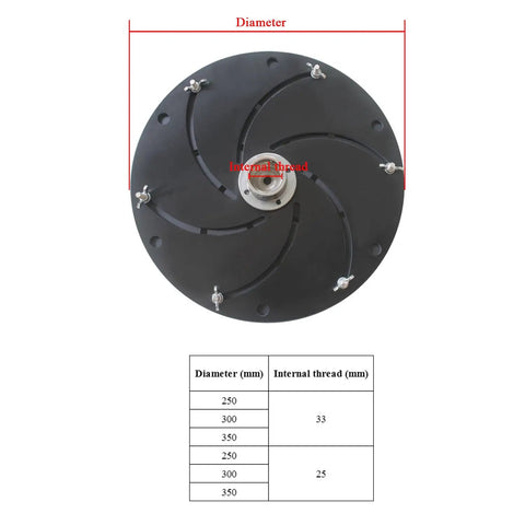 M33 Wood Bowl Turning Chuck For Smooth Lathe Spinning and Carpentry Faceplate Repair showing 350mm diameter with a rugged black finish.