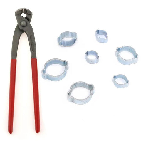 70 Piece Zinc Plated Double Ear Hose Clamp Kit With Standard Jaw Pincers For Auto Work Easy Install Corrosion Resistant Clamps