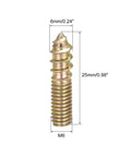 Twenty Pack M6x25mm Carbon Steel Hanger Bolts For Wood Furniture featuring a close-up view of a single bolt with size dimensions.