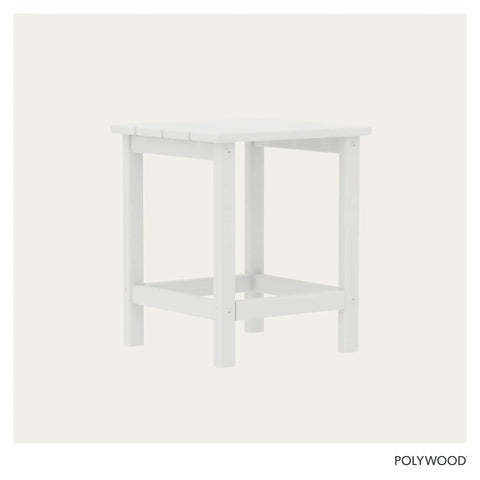 Long Island 18 Inch Outdoor Side Table White Weatherproof HDPE Poly Lumber Built To Last With No Fuss Maintenance Stain And Fade Resistant Design Perfect For Patio Deck Porch Or Poolside