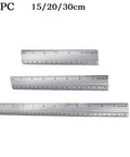 Dual Scale Aluminum Straight Ruler With Metric And Imperial Measurements in 15cm, 20cm, and 30cm, Rugged Aluminum Alloy