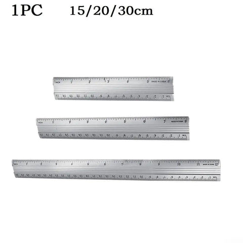Dual Scale Aluminum Straight Ruler With Metric And Imperial Measurements in 15cm, 20cm, and 30cm, Rugged Aluminum Alloy