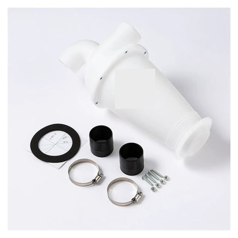 Turbocharged Industrial Vacuum Dust Separator With Dual Filter System for woodworking, shown with connectors and clamps