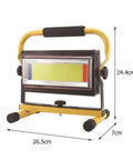 Spot Lighting Led Floodlight Rechargeable 70W Portable Work Light with dimensions 26.5cm x 24.4cm, featuring a yellow and black design.