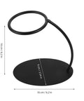 Heavy Duty Coffee Filter Holder Funnel Stand With Slick Black Iron Base For Hands Free Drip Pour Over Brewing, side view showing dimensions and design.