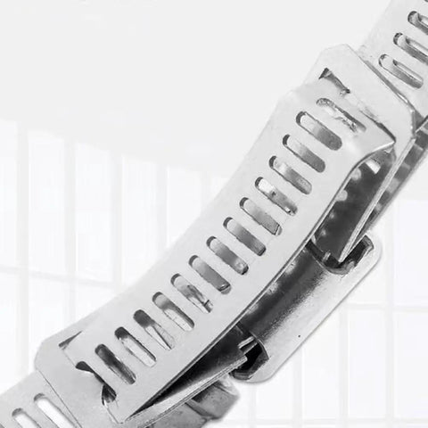 Top Shred Hosrivae 304 Stainless Steel Hose Clamp Kit With 5M Band And 10 Heads For Secure Garden Fence Pole Mounting Car Repair Heavy Duty Wire Cable Ties That Are Rust Proof And Totally Awesome close-up stainless steel band clamp
