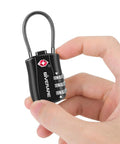 Hand holding TSA Approved Luggage Lock With 3-Digit Keyless Dial Re-Settable Go-To Padlock For Travel Gyms Lockers Golf Bags