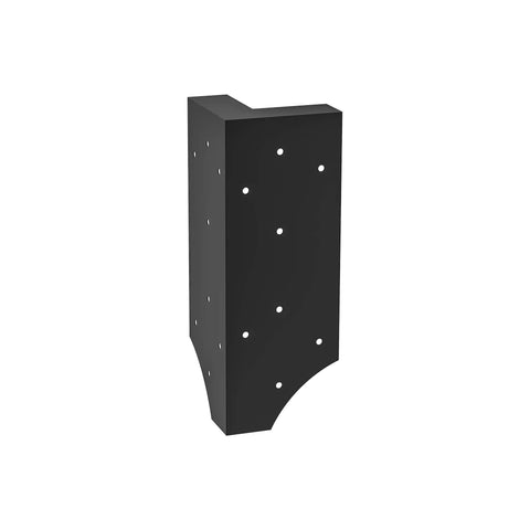 Black rust-resistant corner bracket for 2x12 lumber, powder-coated steel, raised garden beds with securing lip, set of 4.