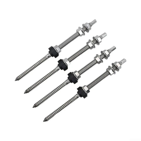 Rock Solid Stainless Steel Double Ended Wood Screws For Solar Panel Mounting Kit Compatible With Tile Tin And Color Metal Roofs Heavy Duty Photovoltaic Bracket Hardware Secure Your Rig Fast 4 Piece Set 200mm