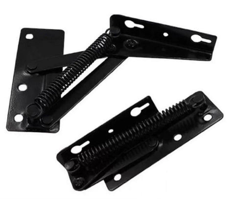 Two Pieces 80 Degree Foldable Lift Bracket With Black Spring Hinge For Sofa Lifters And Furniture Storage Hinges, left or right mount