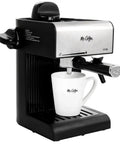 Slick Black Espresso And Cappuccino And Latte Maker Featuring Auto Milk Frother For Smooth Daily Brews And Compact Design serving fresh coffee
