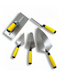 5 Piece Masonry Hand Tool Set With Brick Trowel Pointing Trowels Margin Trowel And Tuck Pointing Tool with yellow handles