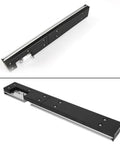 Built Tough, Knocks Out Flawless Joints Daily, Dead Nuts Precise Aluminum Box Joint Jig For Miter Gauge side view showing metal construction.