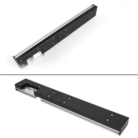Built Tough, Knocks Out Flawless Joints Daily, Dead Nuts Precise Aluminum Box Joint Jig For Miter Gauge side view showing metal construction.
