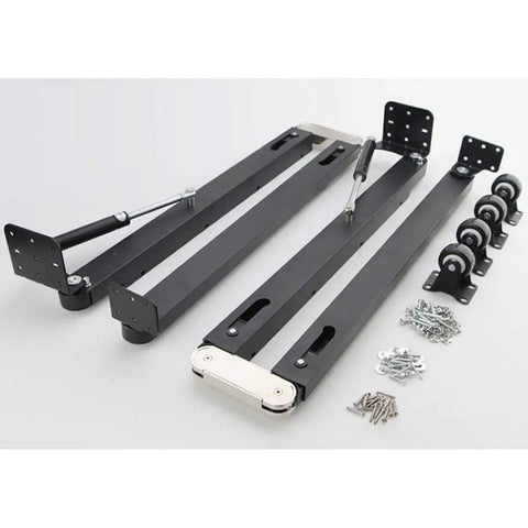 Components of Hidden Desktop Folding Connector Set For Space Saving Drop Down Tables Desks And Bar Cabinets Aluminum Alloy Construction