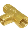 Brass Pipe Fitting Tee 3 Way NPT 1/2 In Male X 1/2 In Male X 1/2 In Female Hose Fitting For Plumbing, corrosion-resistant barstock tee
