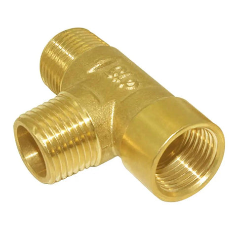 Brass Pipe Fitting Tee 3 Way NPT 1/2 In Male X 1/2 In Male X 1/2 In Female Hose Fitting For Plumbing, corrosion-resistant barstock tee