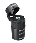 Two In One Pill Crusher And Cutter With Built In Storage Travel Ready Stainless Steel Blade Removable Drinking Cup BPA Free Black Safe And Easy Daily Use For Vitamins Tablets And Medications Grab And Go