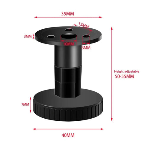 Adjustable metal furniture foot with dimensions, part of 10 Pcs Adjustable Metal Furniture Feet Replacement Scratch Resistant And Leveling Feet.