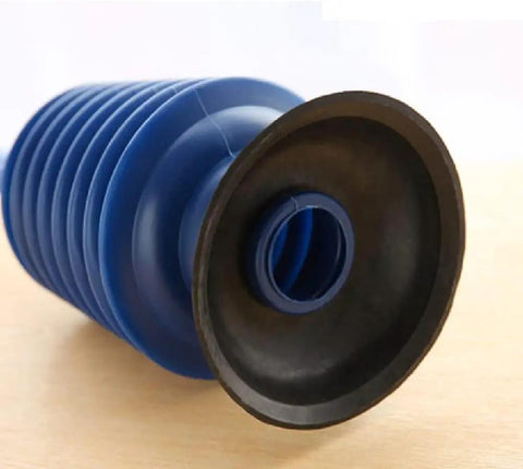 Heavy Duty Bad Boy Manual Toilet Plunger With Vacuum Suction Cup for Deep Pipe Dredging and stubborn drain clogs, blue rubber suction cup.