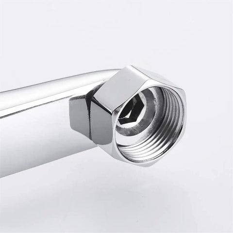 YHdtUO Kitchen Faucet Wall Mounted Single Handle Sink Rotating Hot and Cold Mop Pool Basin close-up of polished faucet connector.