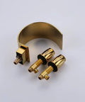 Elegant Waterfall Double Handle Bathroom Faucet With Arc Spout In Gold Widespread Sink And Tub Filler Modern Moon Inspired Design