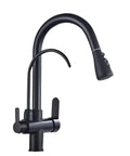Modern d/Black/Ch Kitchen Faucet - Pull Out Water Filter Tap2/3 Way Cold Mixer Sink C for Clean Drinking WaterDesign for Ele Kitchens (Bei Dots) in sleek black.