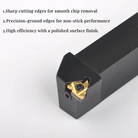 Pro Grade 60 Degree Threading Inserts Set For CNC Lathe, shown with cutting tips, universal 16ER AG60 And 16IR AG60 for steel machining.