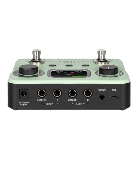 Back angle view of Dual Footswitch Stereo Looper Pedal For Guitar And Bass With Screen Auto Record 300 Minutes Recording ports