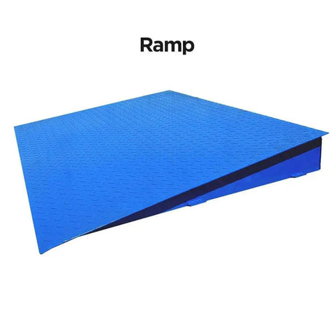 Beefy Heavy Duty Industrial Floor Scale With Carbon Steel Ramp For Pallet Weighing In Warehouse, 10,000 Lb Capacity, blue ramp component