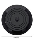 Bathtub Drain Stopper 6 Inches Silicone Rubber Plug, Black round design with raised center button, measuring 15cm.