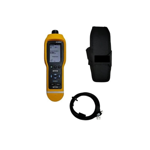Heavy Duty Digital Vibration Meter With High Precision And Five Percent Accuracy Featuring IP54 Rated Rugged Casing and display, cables, and accessory strap.