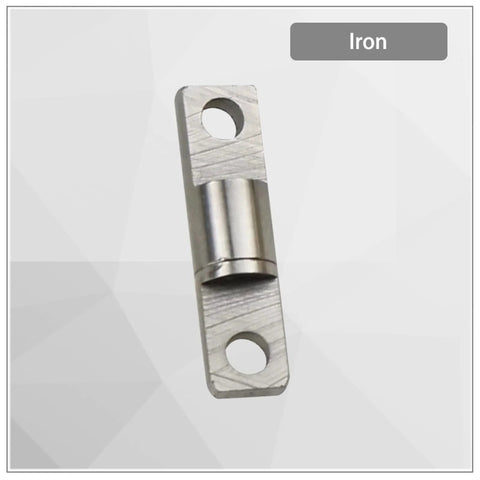 Close-up of a metal 360° torque hinge with damping shaft; iron finish, 4×15, 0.1Nm
